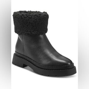 Marc Fisher Black Ankle Boots with Shearling Cuff